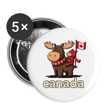 Canada mosses with a small companion - Buttons large 2.2''/56 mm (5-pack) - white - Front