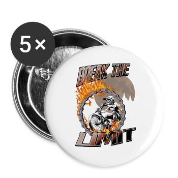 BMX Break the Limit Feuer - Buttons groß 56 mm (5er Pack) - Weiß - Vorne