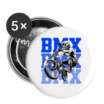 BMX Freestyle Sport Art - Buttons groß 56 mm (5er Pack) - Weiß - Vorne