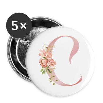 Q Floral Watercolor and Ribbon - Buttons large 2.2''/56 mm (5-pack) - white - Front