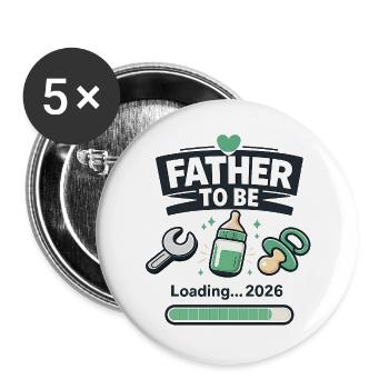 Papa à emporter 2026 - Lot de 5 grands badges (56 mm) - blanc - Devant