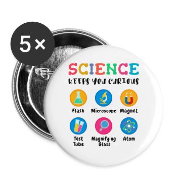 Science arouses curiosity - Buttons large 2.2''/56 mm (5-pack) - white - Front