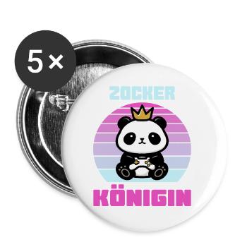 Zocker Königin gamerin - Buttons groß 56 mm (5er Pack) - Weiß - Vorne