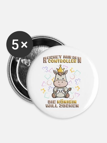 Gaming Design mit esel zocken - Buttons groß 56 mm (5er Pack) - Weiß