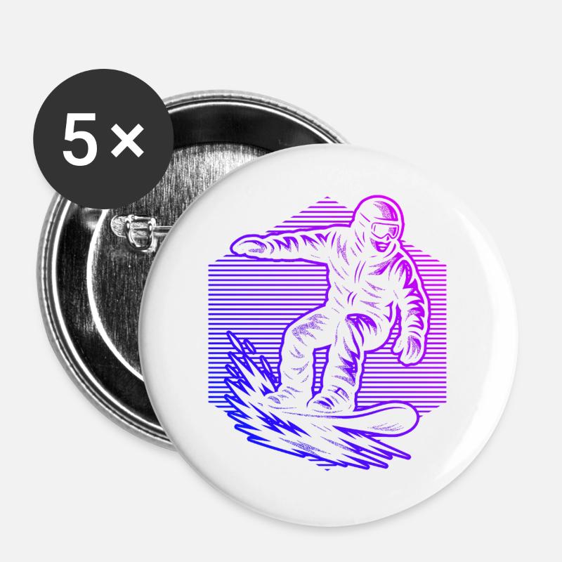 Characterful snowboard design - Buttons large 2.2''/56 mm (5-pack) - white