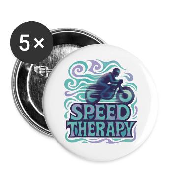 Speed Therapy – Motorrad - Buttons groß 56 mm (5er Pack) - Weiß - Vorne