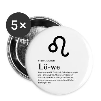 Signe du zodiaque Lion - Lot de 5 grands badges (56 mm) - blanc - Devant