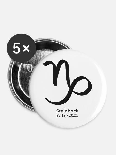 Steinbock Symbol Sternzeichen - Buttons groß 56 mm (5er Pack) - Weiß