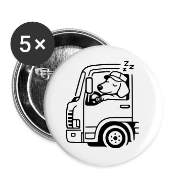 Chauffeur camion Chauffeur longue distance Chienne dormant - Lot de 5 grands badges (56 mm) - blanc - Devant