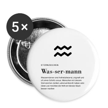 Sternzeichen Wassermann - Buttons groß 56 mm (5er Pack) - Weiß - Vorne