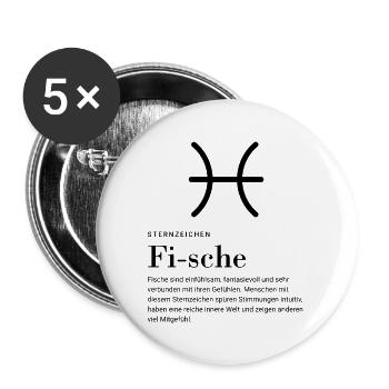 Zodiac sign Pisces - Buttons large 2.2''/56 mm (5-pack) - white - Front