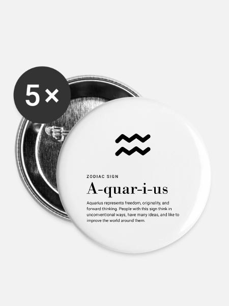 Aquarius - Zodiac Sign - Buttons groß 56 mm (5er Pack) - Weiß