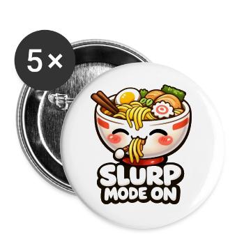 Slurp Mode On Ramen Kawaii - Buttons large 2.2''/56 mm (5-pack) - white - Front