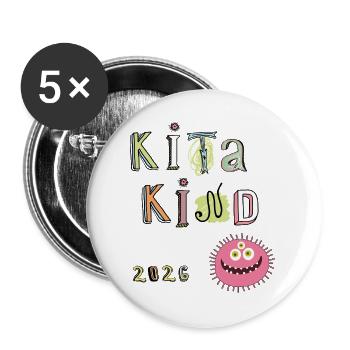 Kita Kind 2026  - Buttons groß 56 mm (5er Pack) - Weiß - Vorne
