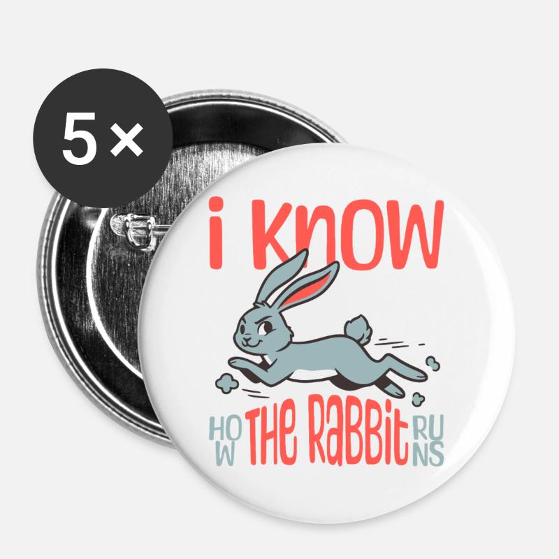 I Know How The Rabbit Runs Denglish - Buttons large 2.2''/56 mm (5-pack) - white