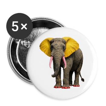 Elefanten Diva: Pop Art Design mit bunten Akzenten - Buttons groß 56 mm (5er Pack) - Weiß - Vorne