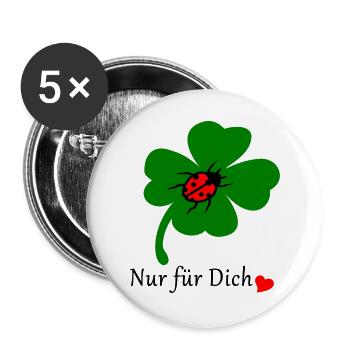 Shamrock with ladybug - Buttons large 2.2''/56 mm (5-pack) - white - Front