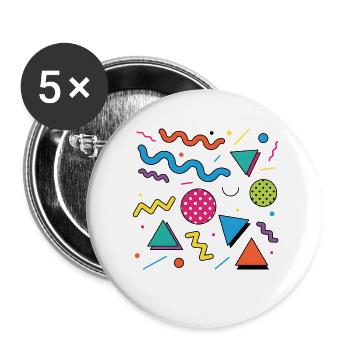 Neon-Geometrie: Knallige Formen - Buttons groß 56 mm (5er Pack) - Weiß - Vorne