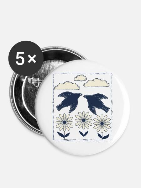 Nachtvogel Print - Buttons groß 56 mm (5er Pack) - Weiß