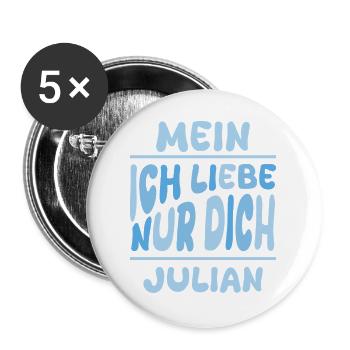 Mann Julian - Buttons groß 56 mm (5er Pack) - Weiß - Vorne