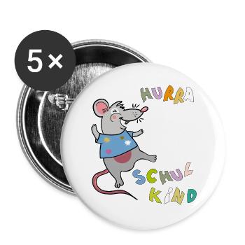Hooray Schoolchild Mouse - Buttons large 2.2''/56 mm (5-pack) - white - Front