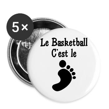 Basketball is the foot - Buttons large 2.2''/56 mm (5-pack) - white - Front