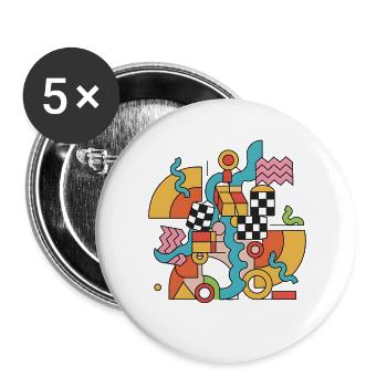 Colorful geometry in abstract style Pop Art 90s - Buttons large 2.2''/56 mm (5-pack) - white - Front