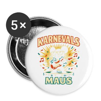 Karneval Mouse Rock Köln Geschenk Süß - Buttons groß 56 mm (5er Pack) - Weiß - Vorne