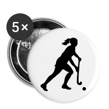 Feldhockey Spielerin Schwarz Symbol - Buttons groß 56 mm (5er Pack) - Weiß - Vorne