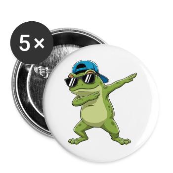 Cool Dabbing Frog Sonnenbrillen-Cartoon-Kunst - Buttons groß 56 mm (5er Pack) - Weiß - Vorne