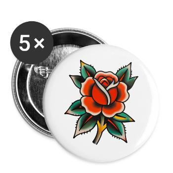 Rose Tatouée Classique - Lot de 5 grands badges (56 mm) - blanc - Devant
