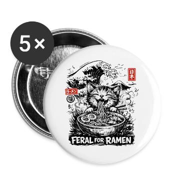  Ramen Katze Kanagawa - Buttons groß 56 mm (5er Pack) - Weiß - Vorne