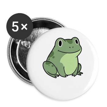 Kuschelfrosch Cartoon niedlicher Kinder Frosch - Buttons groß 56 mm (5er Pack) - Weiß - Vorne