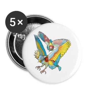 Colorful birds - Buttons large 2.2''/56 mm (5-pack) - white - Front
