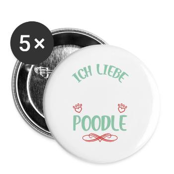 Ich liebe meinen Poodle - Buttons groß 56 mm (5er Pack) - Weiß - Vorne