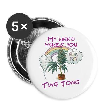 Ting Tong - Buttons groß 56 mm (5er Pack) - Weiß - Vorne