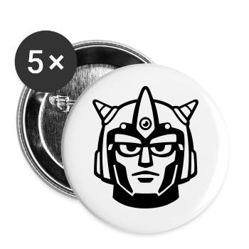 Doomforge Roboter Gesichtshelm - Buttons groß 56 mm (5er Pack) - Weiß - Vorne