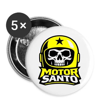 Motor Santo Schädel Logo - Buttons groß 56 mm (5er Pack) - Weiß - Vorne