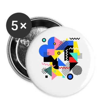 Geometric Color Explosion Pop Art - Buttons large 2.2''/56 mm (5-pack) - white - Front