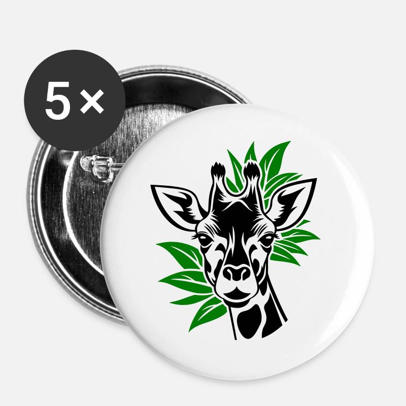 Giraffe with leaves in the background - Buttons large 2.2''/56 mm (5-pack) - white