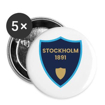 Stockholm 1891 Shield Design - Buttons large 2.2''/56 mm (5-pack) - white - Front