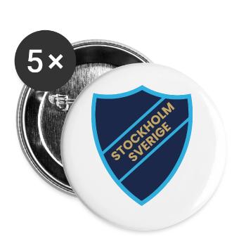 Stockholm Shield Blue Contrast Design - Buttons large 2.2''/56 mm (5-pack) - white - Front