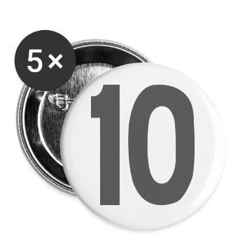 10 Nummern - Buttons groß 56 mm (5er Pack) - Weiß - Vorne