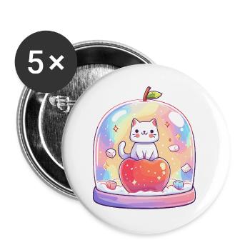 Pastel cat shine in a glass - Buttons large 2.2''/56 mm (5-pack) - white - Front