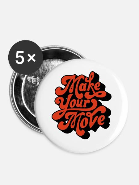Make Your Move Retro-Skript - Buttons groß 56 mm (5er Pack) - Weiß