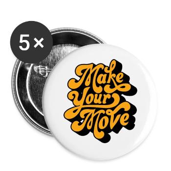 Make Your Move Retro Script - Buttons large 2.2''/56 mm (5-pack) - white - Front