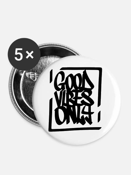 Gute Vibes Lebensmotto - Buttons groß 56 mm (5er Pack) - Weiß