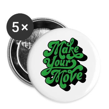 Mach deinen Schritt – Retro Handtext - Buttons groß 56 mm (5er Pack) - Weiß - Vorne