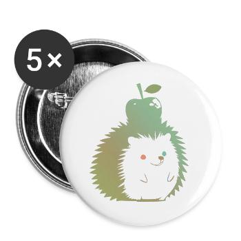 Pastel Hedgehog with Apple - Buttons large 2.2''/56 mm (5-pack) - white - Front