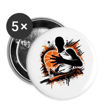 Basketball player with ball - Buttons large 2.2''/56 mm (5-pack) - white - Front